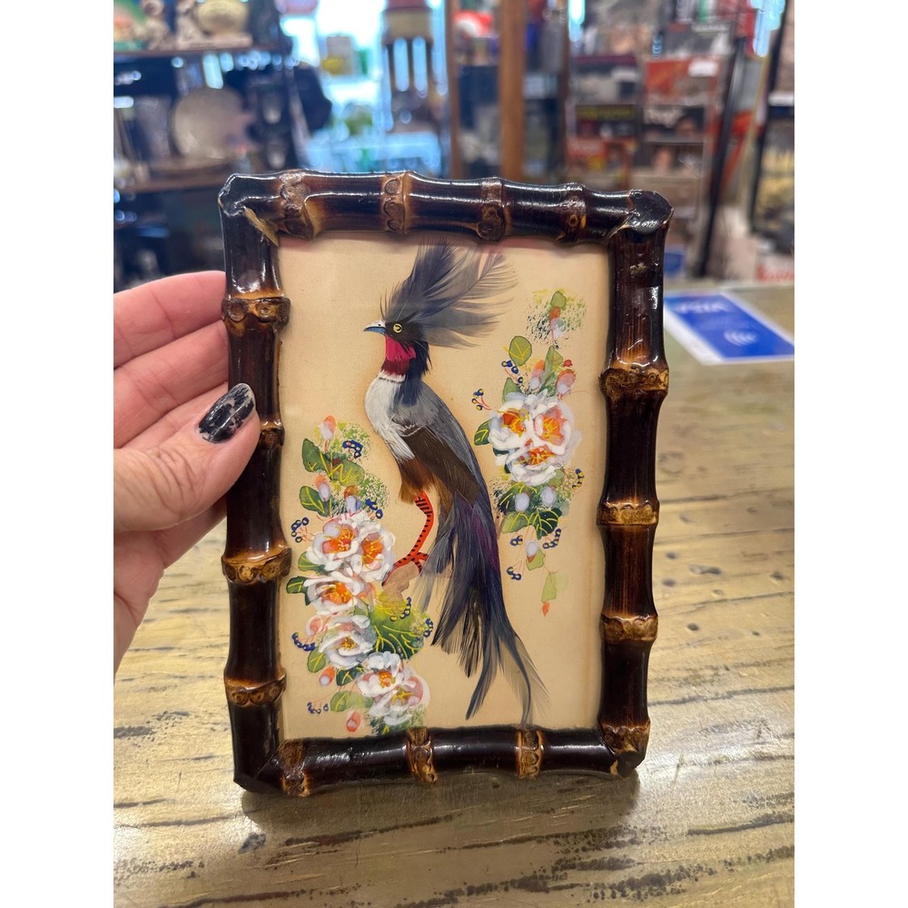 Vintage Mexican Feather Art Bird Picture